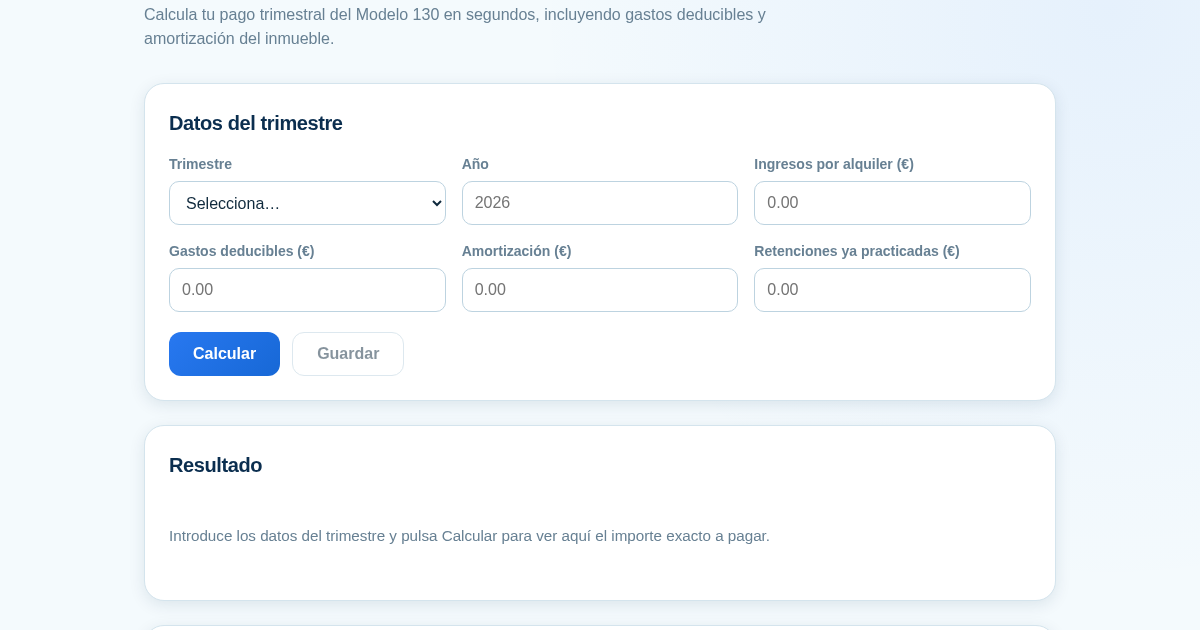 Calculadora Modelo 130 para Alquileres
